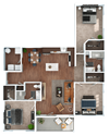 3 Bedroom 2 Bath Floor Plan at The Expo, Billings